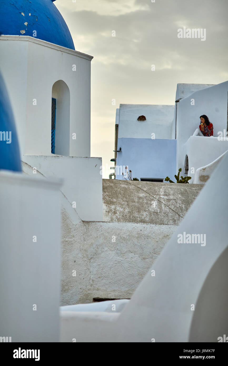 L'île volcanique de Santorin, l'une grecque des Cyclades dans la mer Égée. Zone Oia Banque D'Images