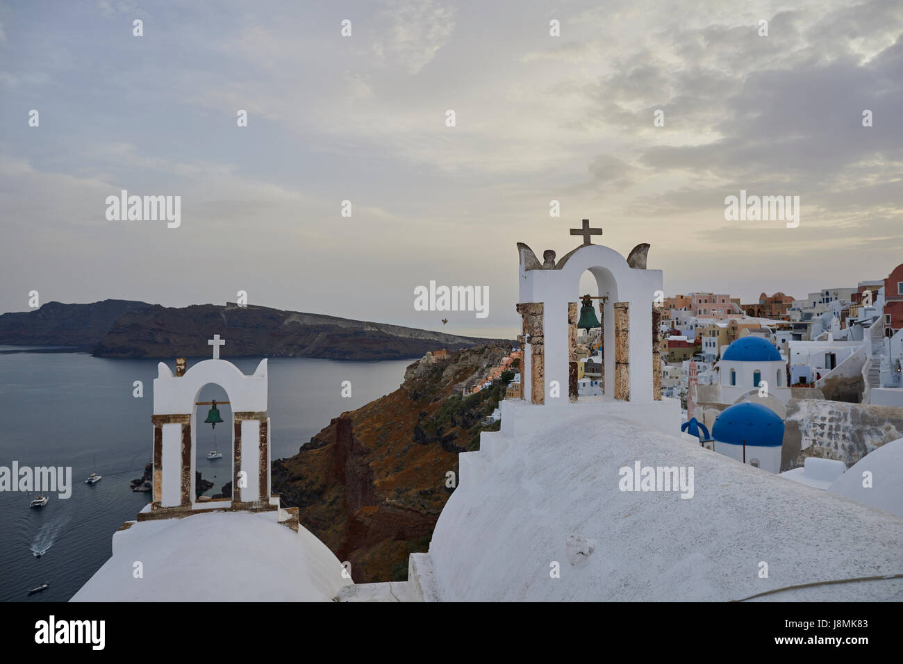 L'île volcanique de Santorin, l'une grecque des Cyclades dans la mer Égée. Zone Oia Banque D'Images