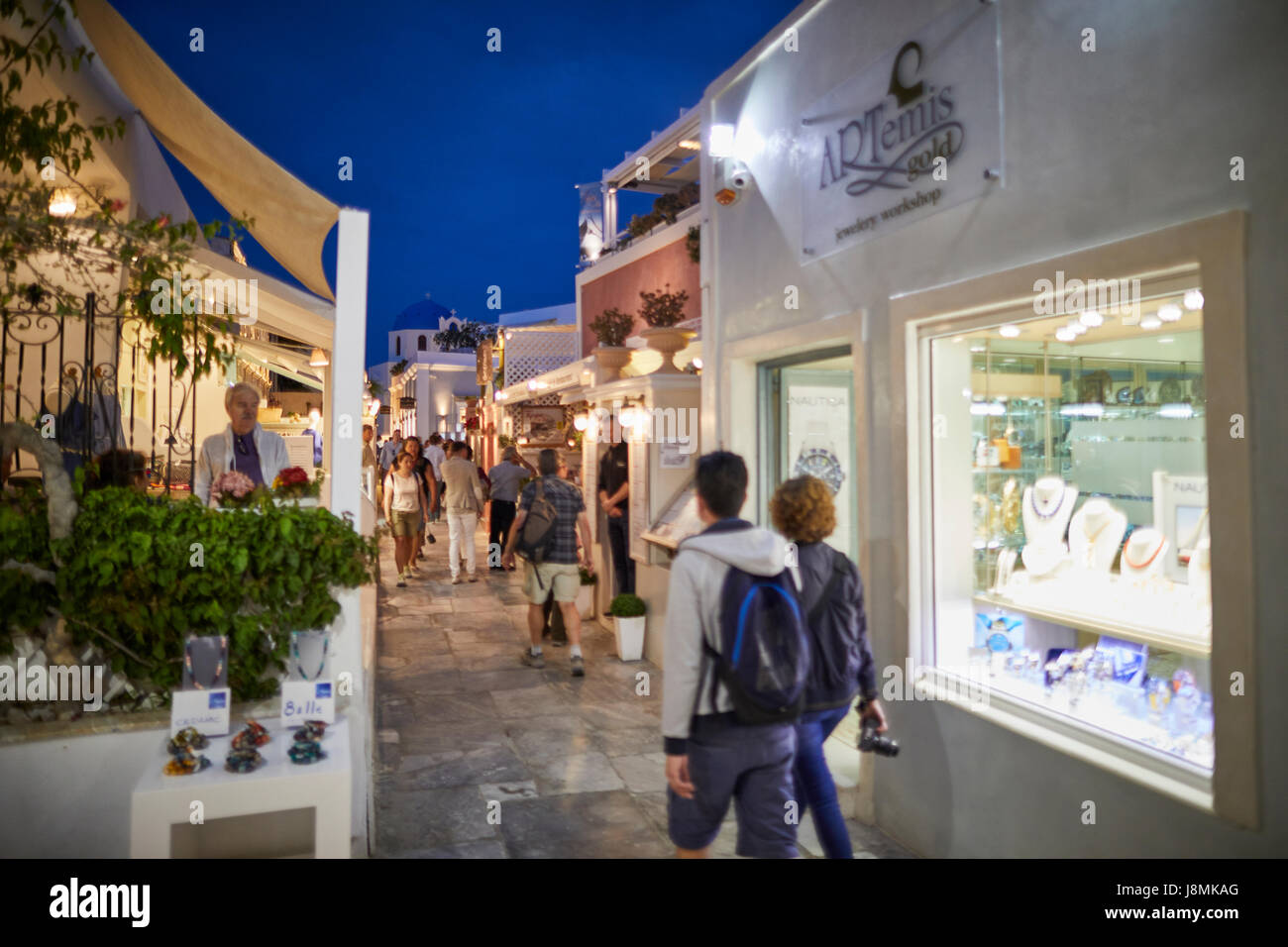 L'île volcanique de Santorin, l'une grecque des Cyclades dans la mer Égée. Zone Oia Banque D'Images