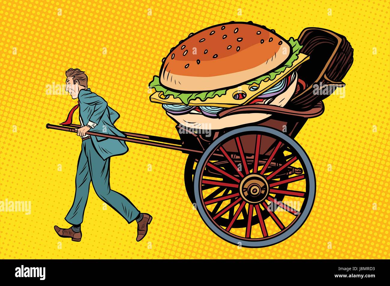 Livraison de nourriture, rickshaw et panier. Pop art retro vector illustration Illustration de Vecteur