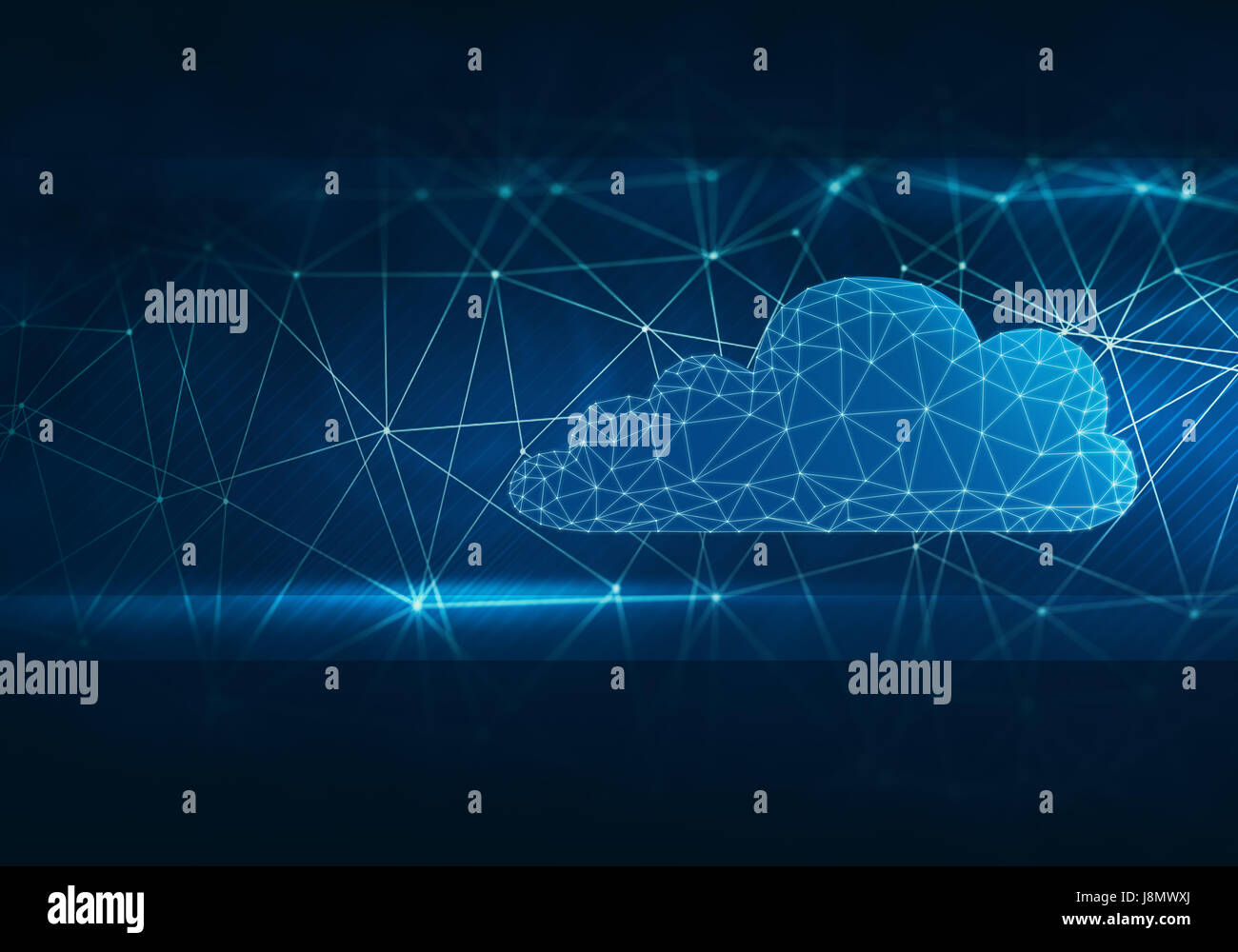 Résumé de l'image numérique en forme de nuage sur la structure du réseau avec les reflets sur l'arrière-plan cosmique. Banque D'Images