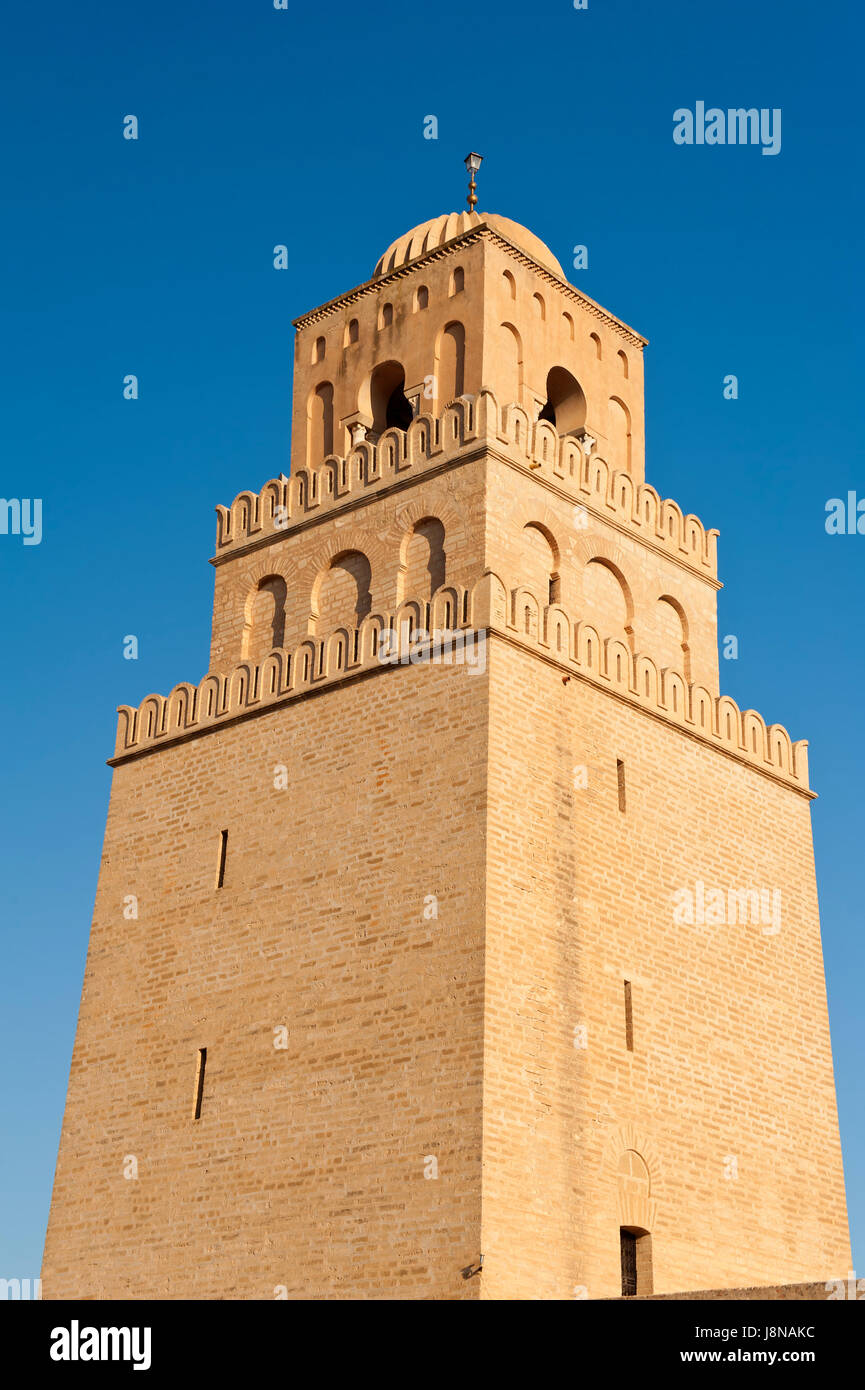 La Tunisie, mosquée, sainte, sacrée, bleu, tour, belle, beauteously, nice, big, Banque D'Images