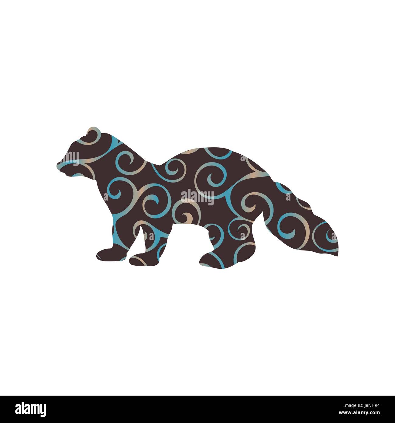 Marten Sable mammifère animal silhouette couleur vison Illustration de Vecteur