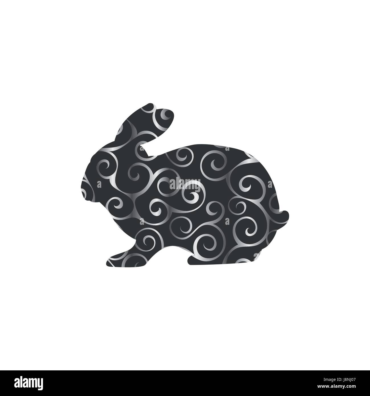 Rongeurs lapin animal silhouette couleur Illustration de Vecteur