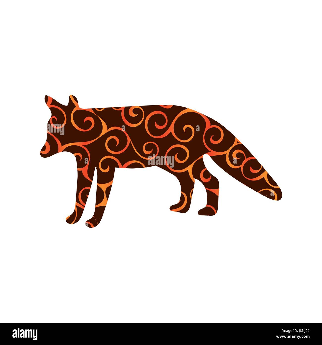 La faune animal silhouette couleur Fox Illustration de Vecteur
