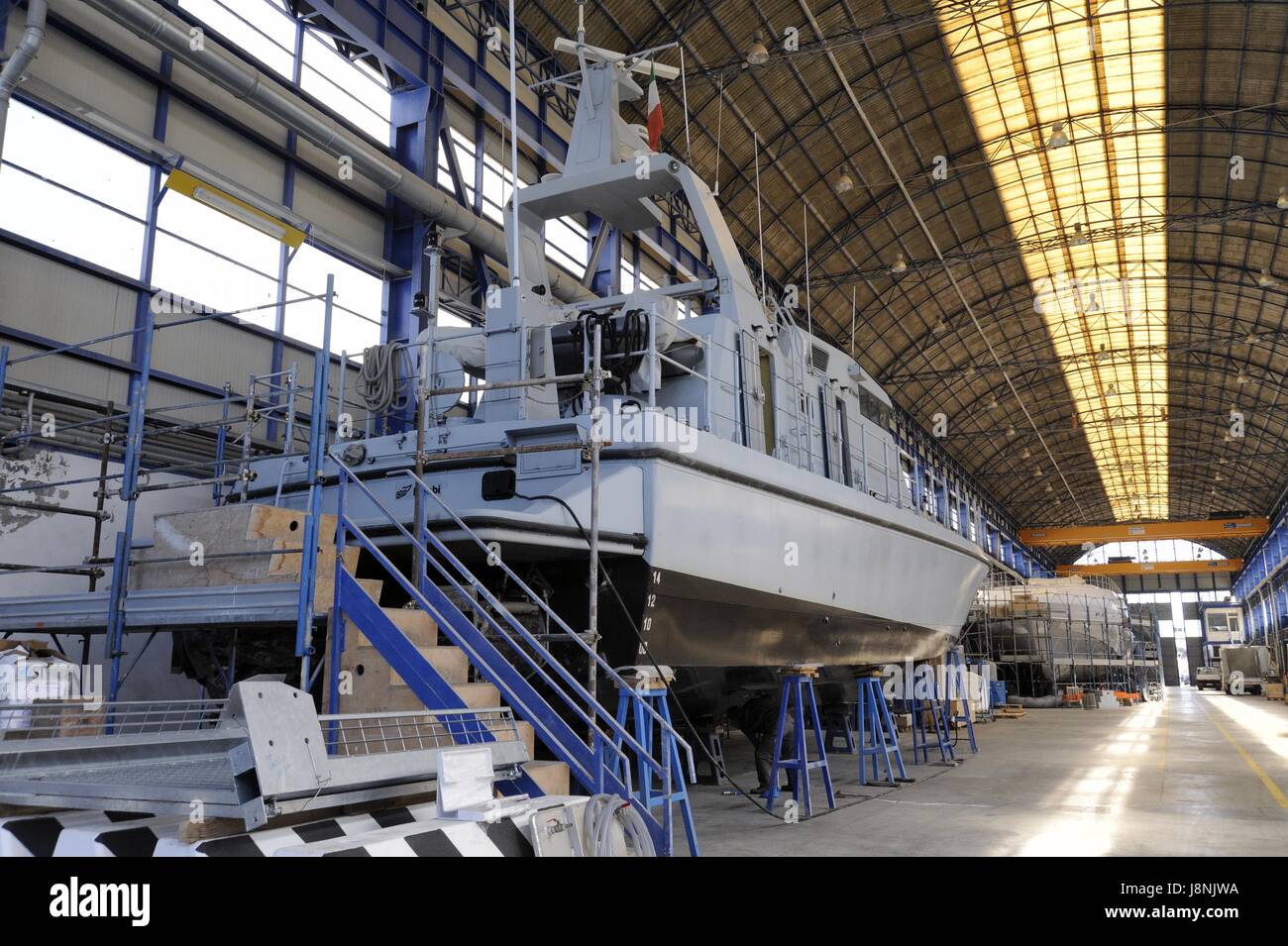 Viareggio (Toscane, Italie), Overmarine chantiers navals, prototype de bateau de patrouille militaire Banque D'Images