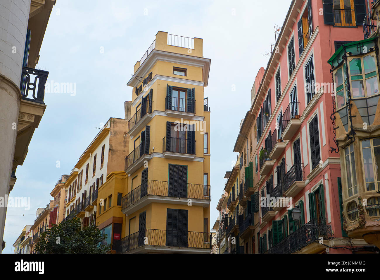Fascades bâtiment dans la vieille ville,Palma,Palma de Majorque,Espagne Banque D'Images