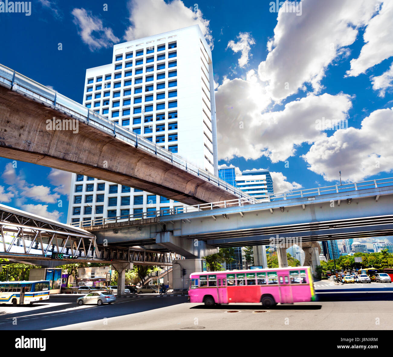 Bangkok city landmarks view.Cityscape.transport bus typique Banque D'Images