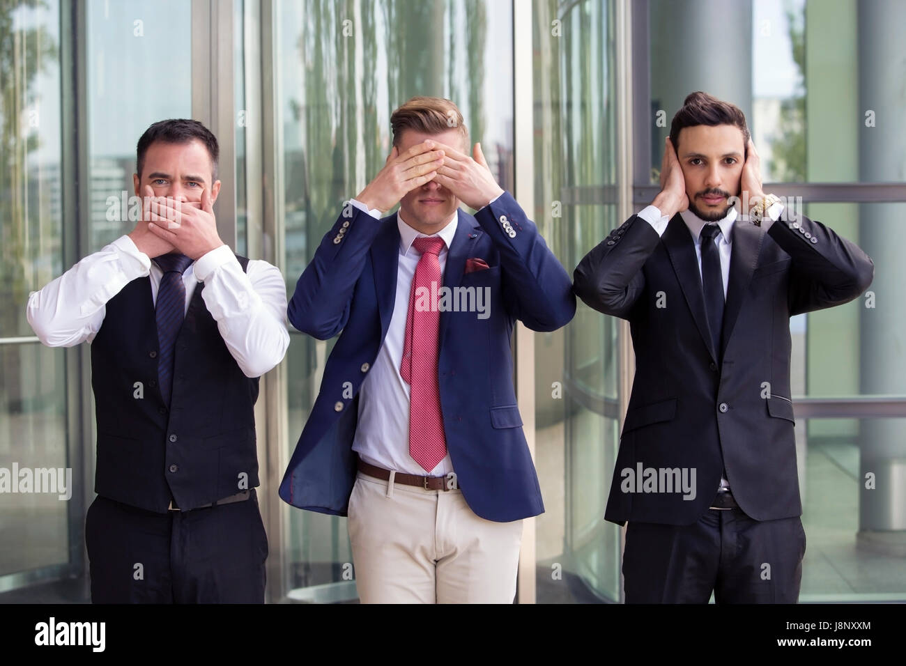 Trois belles affaires comme les trois singes sages Banque D'Images