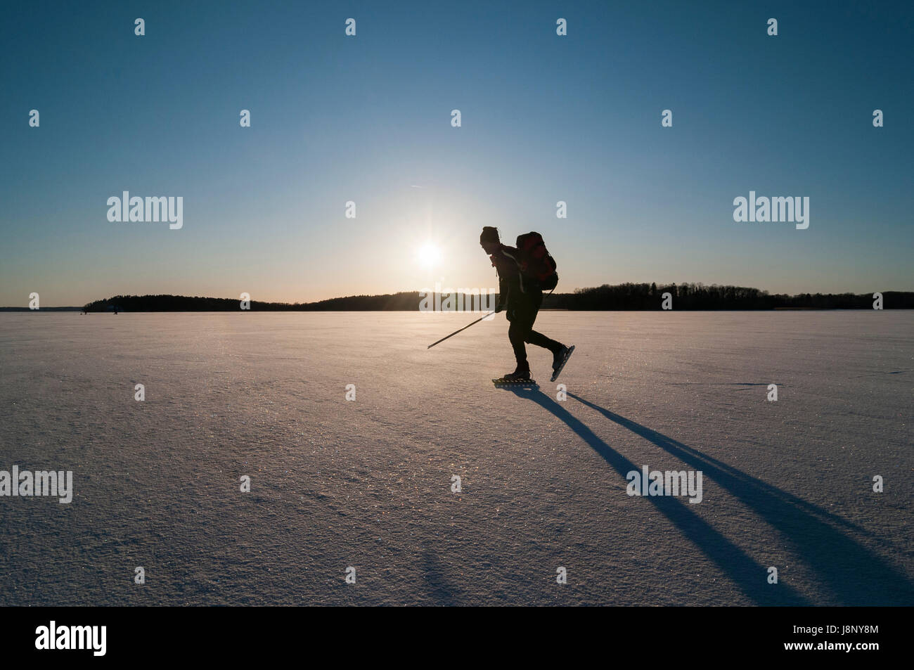 Randonneur en hiver Banque D'Images