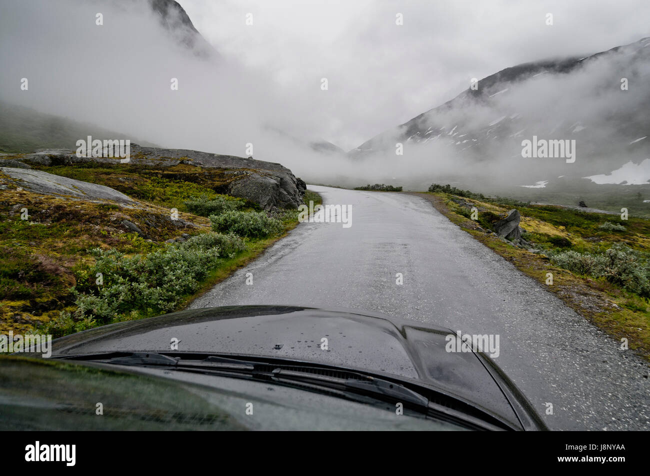 Route de campagne on foggy day Banque D'Images