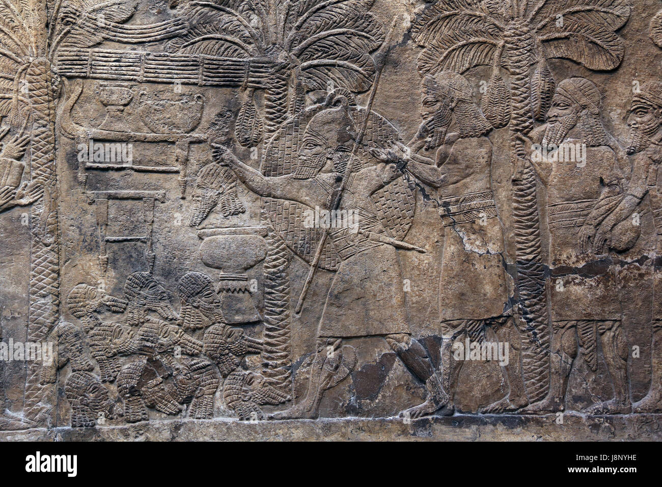 Faire campagne dans le sud de l'Iraq. Les têtes décapitées. L'assyrien, 640-620 BC. Ninive, South-West Palace. L'Iraq. British Museum. Londres. Banque D'Images