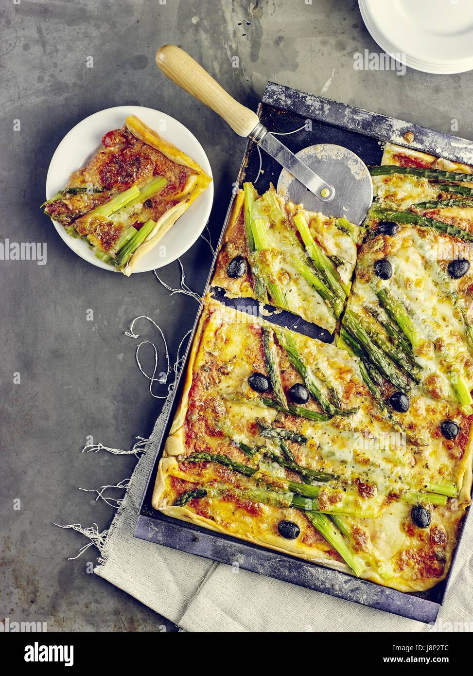 Pizza asperges Banque D'Images