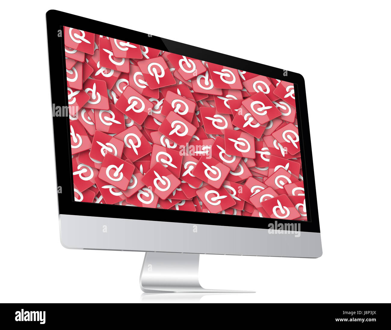 Pinterest rouge du logo sur un iMac écran Banque D'Images