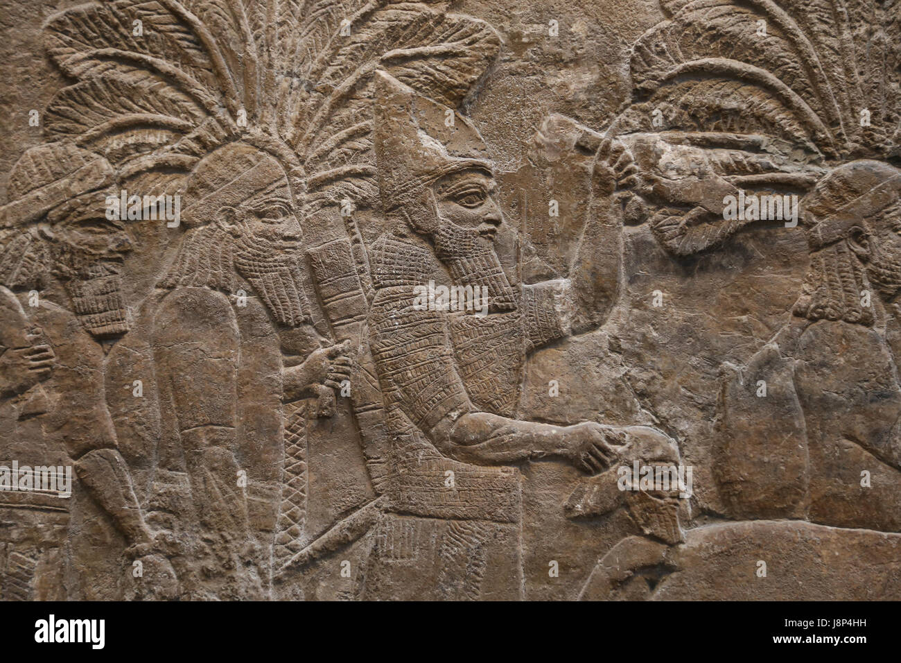 Faire campagne dans le sud de l'Iraq. Chefs des détenus. L'assyrien, 640-620 BC. Ninive, South-West Palace. L'Iraq. British Museum. Londres. Banque D'Images