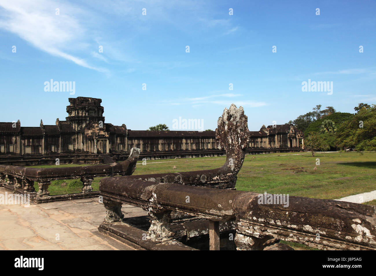 Temple, le Cambodge, l'art, entrée privée, Bouddha, chefs, grès, traditionnel, style Banque D'Images