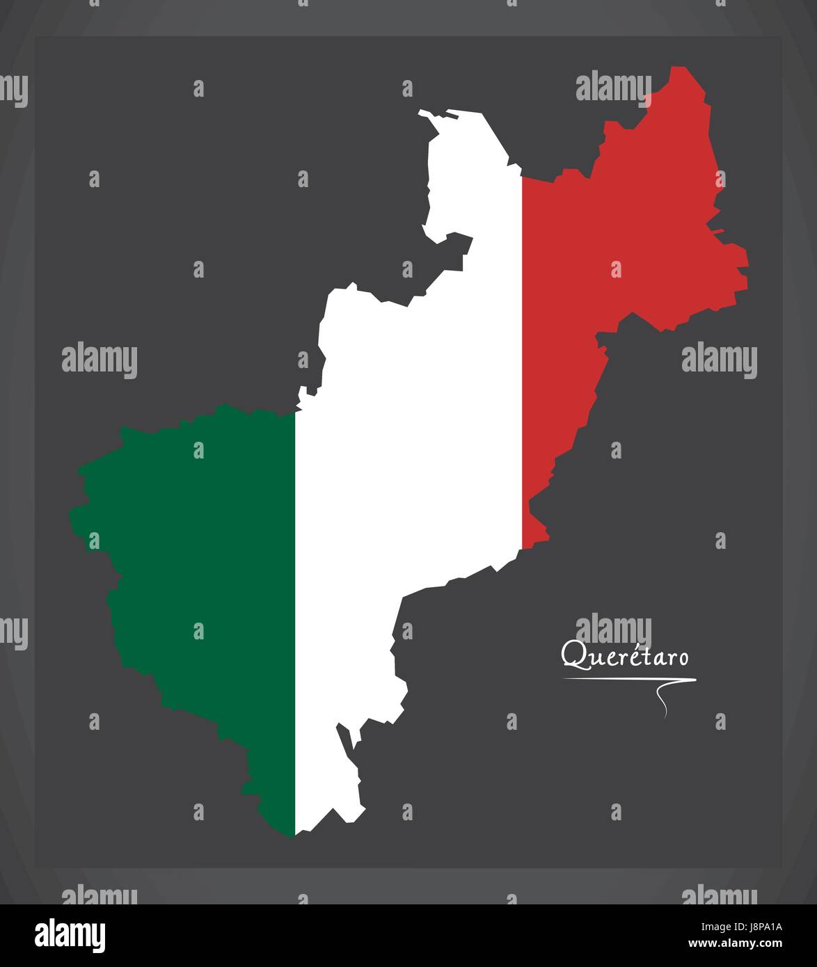 Carte de Querétaro avec drapeau national mexicain illustration Illustration de Vecteur
