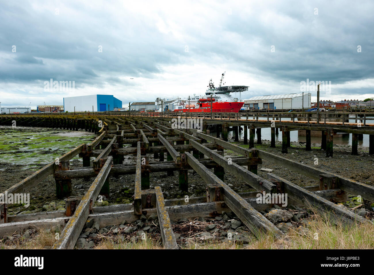 Navire d'approvisionnement en mer, Blyth, Northumberland Banque D'Images