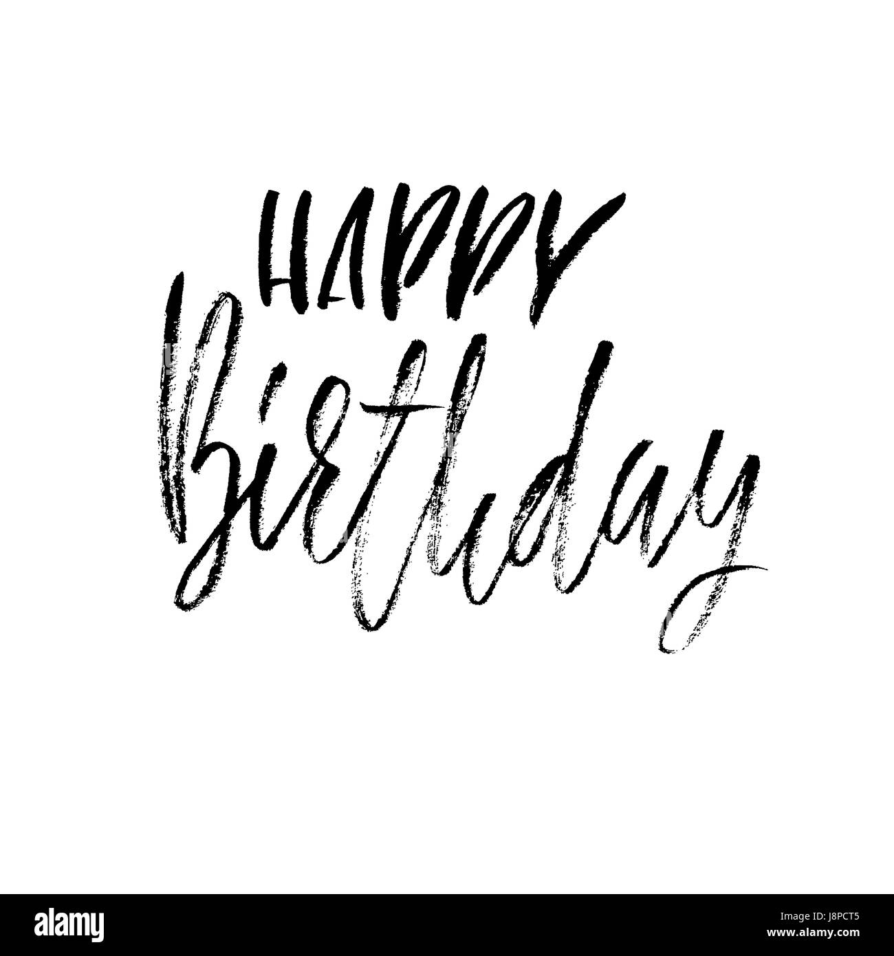 Joyeux anniversaire. La brosse sèche moderne lettrage pour invitation et carte de souhaits, estampes et affiches. Inscription manuscrite. Dessin calligraphique. Vector illustration. Illustration de Vecteur