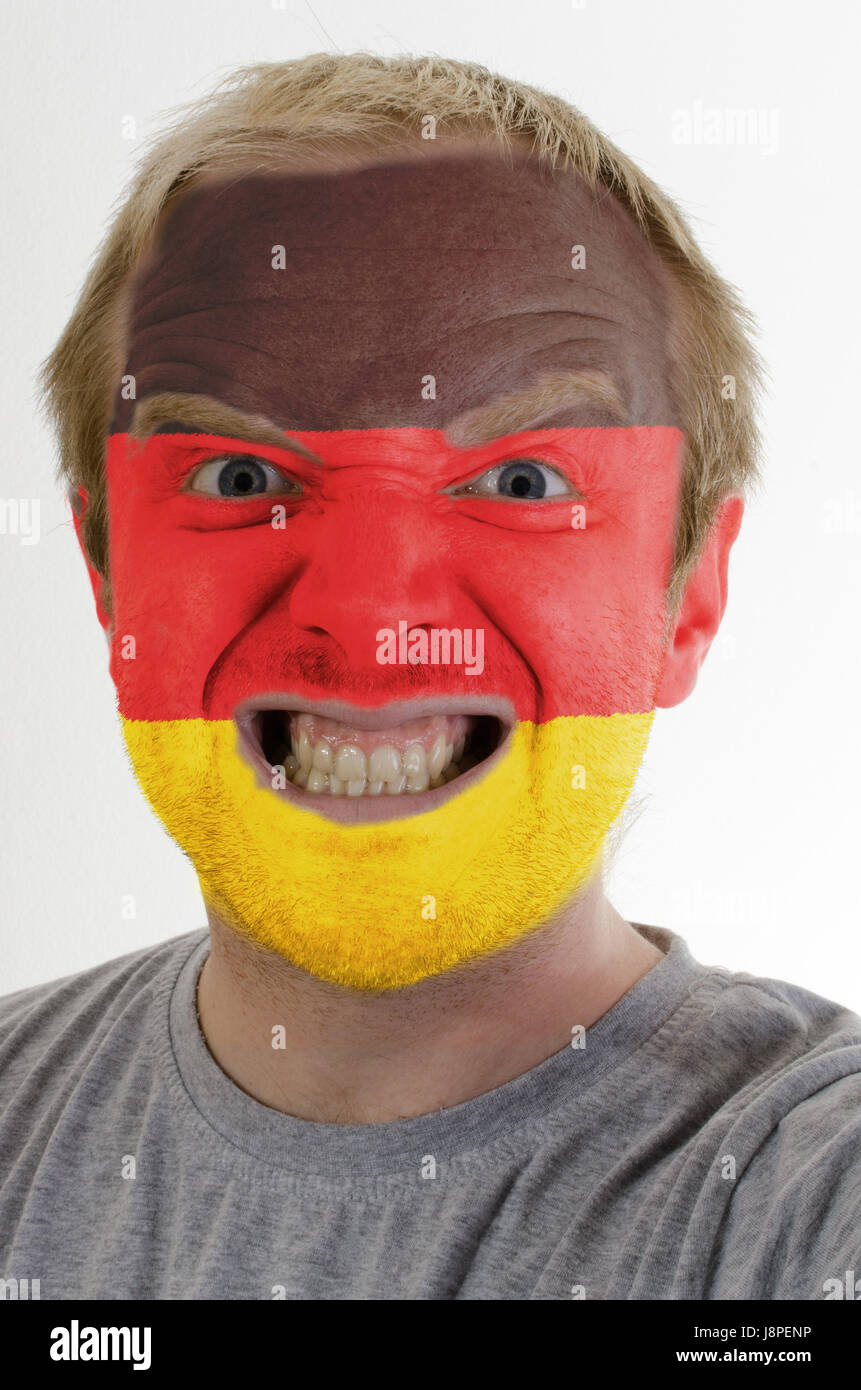 Portrait, d'un drapeau, national, pays, contre, furieux, en colère, irately, patriote, Banque D'Images