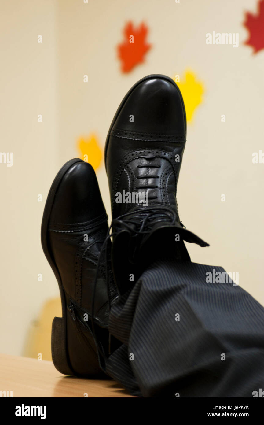 Noir, de teint basané, jetblack, deep black, chaussures, cuir, haut, sur, DE, DE, Banque D'Images