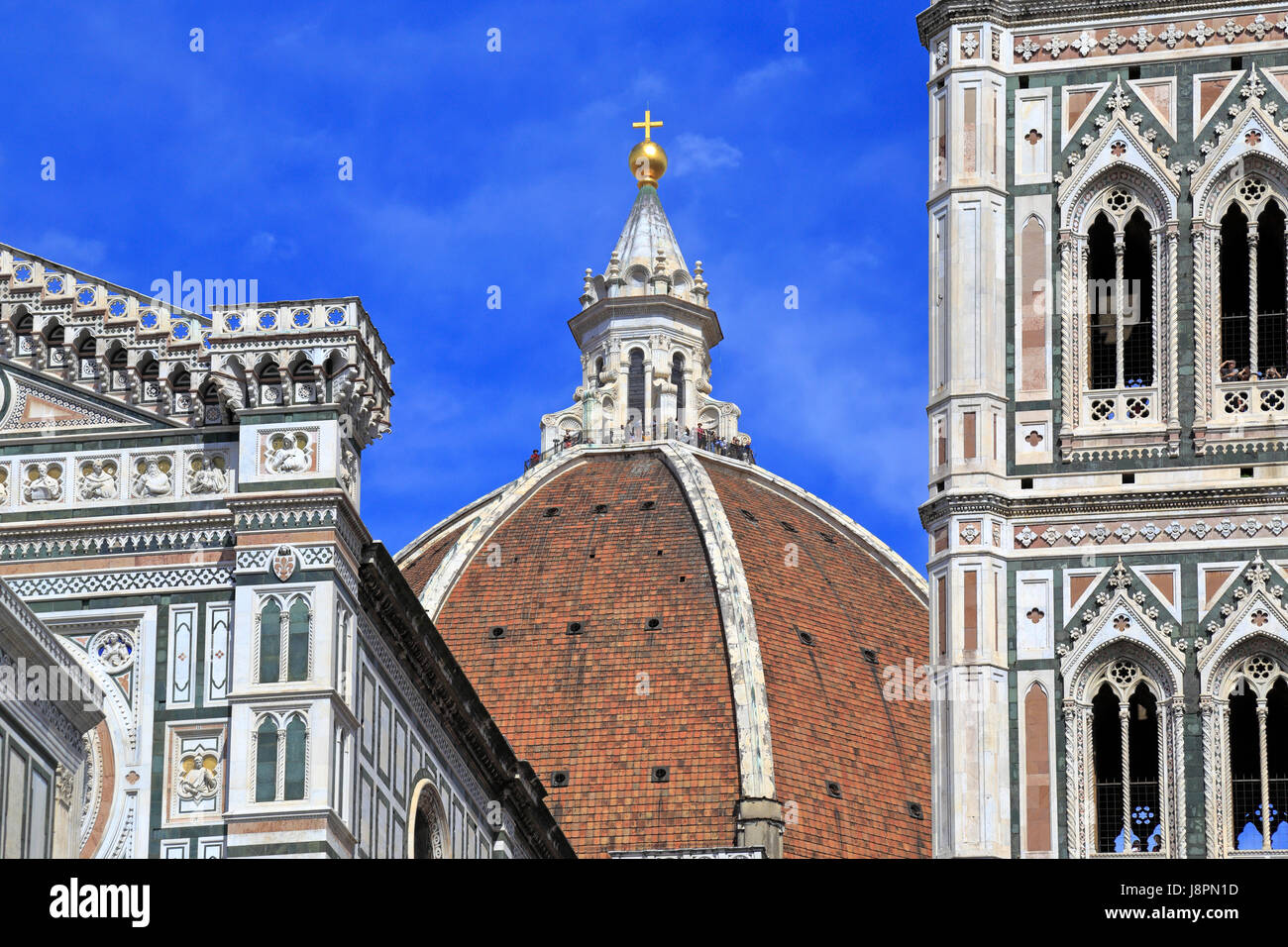 Duomo, Santa Maria del Fiore et le clocher de Giotto, la Piazza del Duomo, Florence, Toscane, Italie, Europe. Banque D'Images