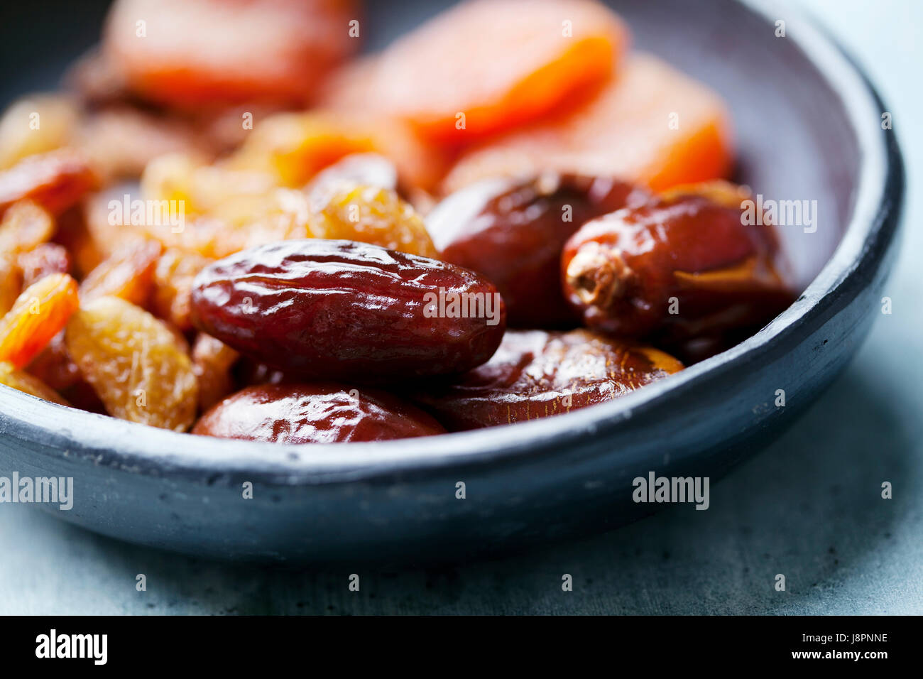 La nourriture, aliment, bonbons, gros plan, horizontal, figues, raisins secs, personne, Banque D'Images