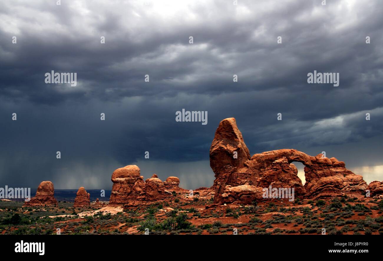 L'art dramatique, dramatique, grès, au sud-ouest, parc national, orage, Banque D'Images