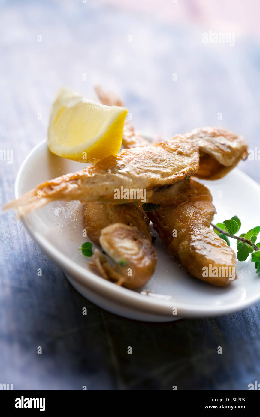 La nourriture, aliment, petite, petite, petite, courte, l'angle, le poisson, les fruits de mer, poêlée, snack, Banque D'Images