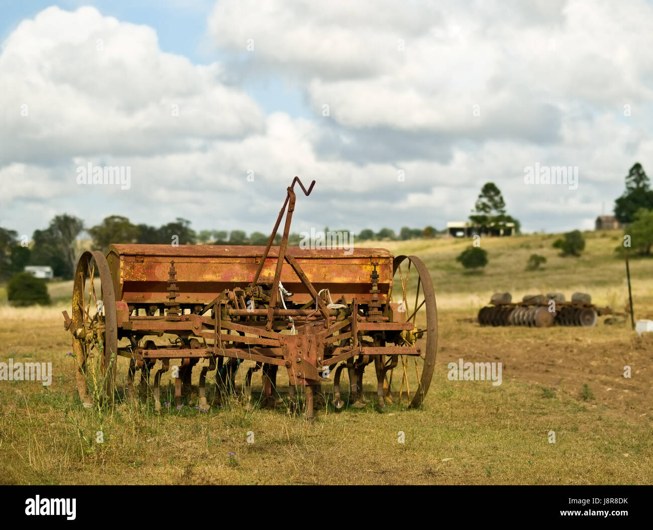 Agriculture, élevage, rouillé, ferme, lames, charrue, vieux, défonceuse, agricole, Banque D'Images