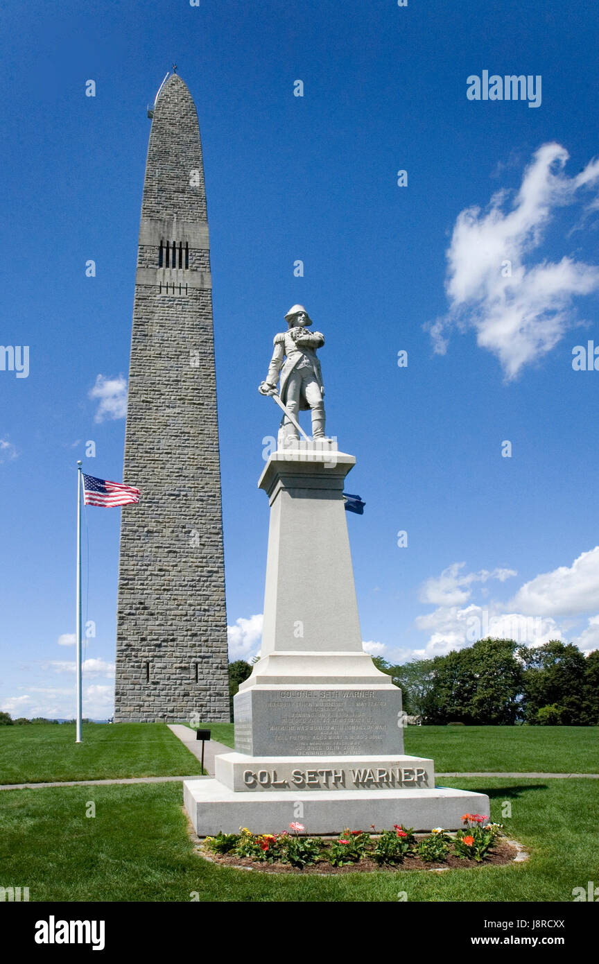Col Seth Warner de la bataille de Bennington et le Monument Bennington (8/1777) Banque D'Images