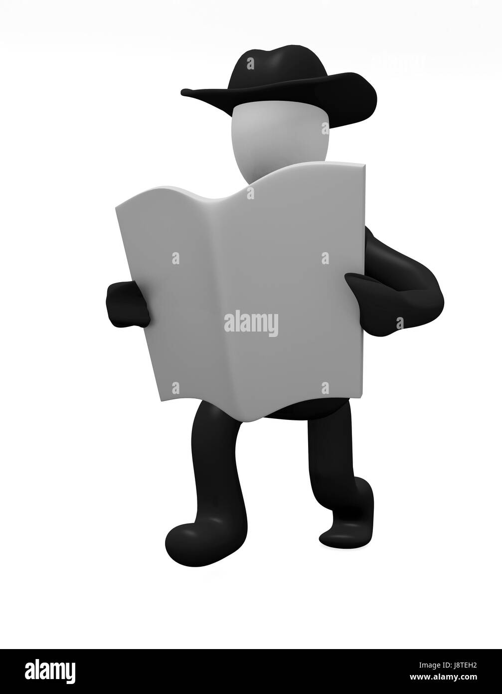 L'homme d'affaires avec du papier journal,image 3D Banque D'Images