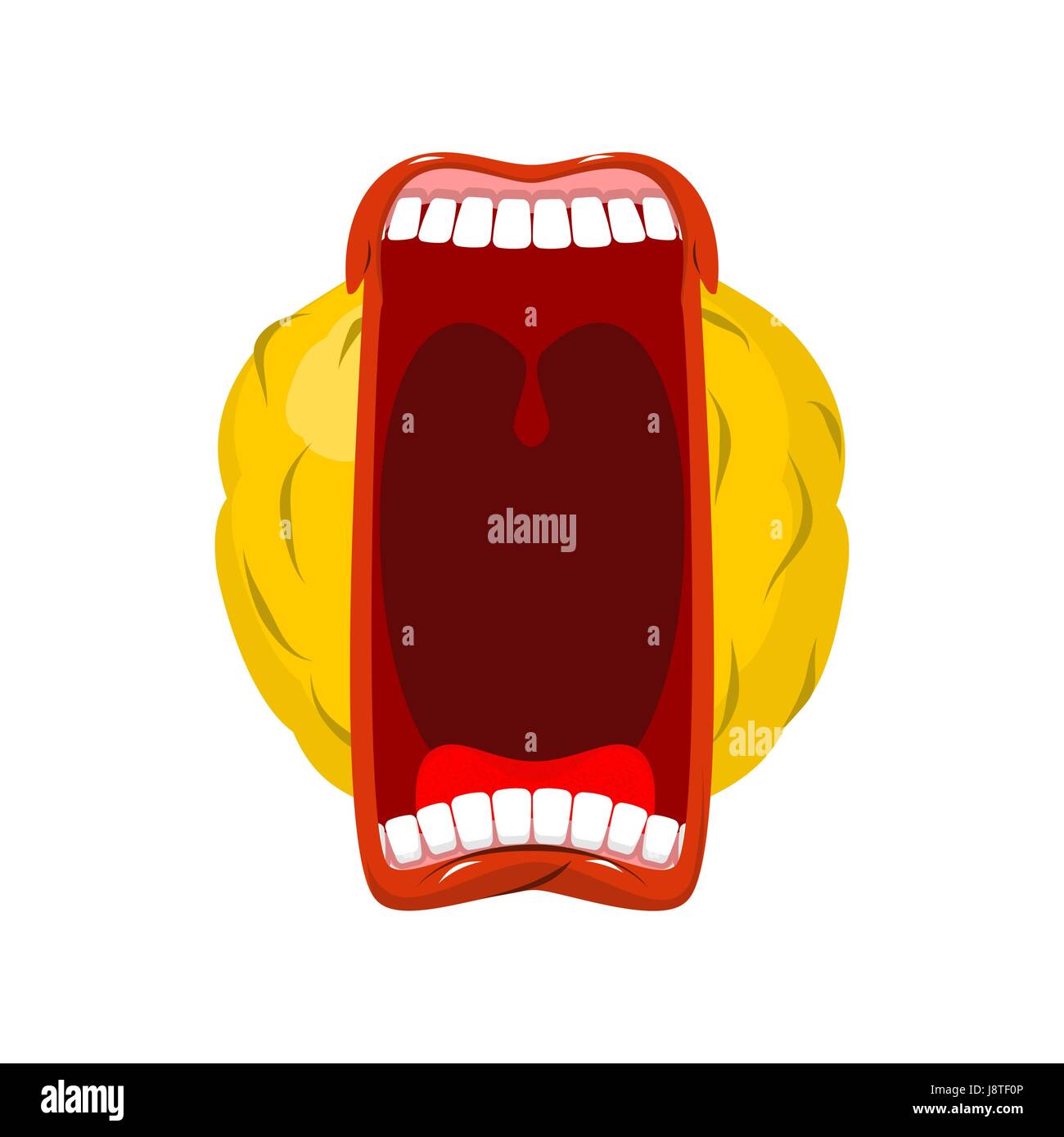 Cris d'émoticônes. Ouvrir la bouche et des dents. Emoji fou. émotion crier. Balle jaune head Illustration de Vecteur