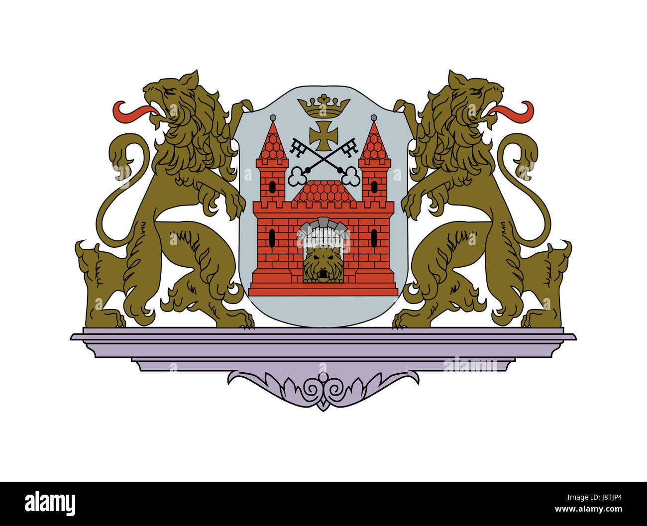 Ville, village, isolé, tourisme, illustration, décoration, héraldique, LETTONIE, Banque D'Images