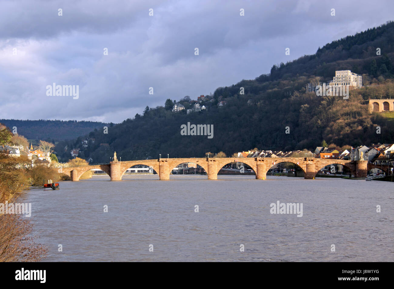 Vue sur le vieux pont d'Heidelberg Banque D'Images