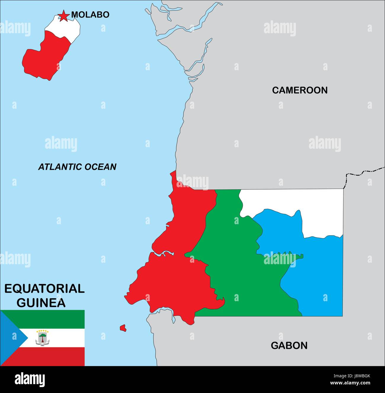 La guinée, carte, atlas, carte du monde, politique, d'un drapeau, le pays, la norme, Banque D'Images