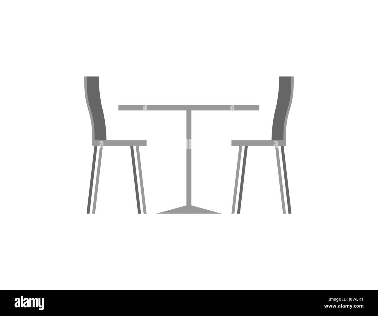 Table et chaises de café sur fond blanc Illustration de Vecteur