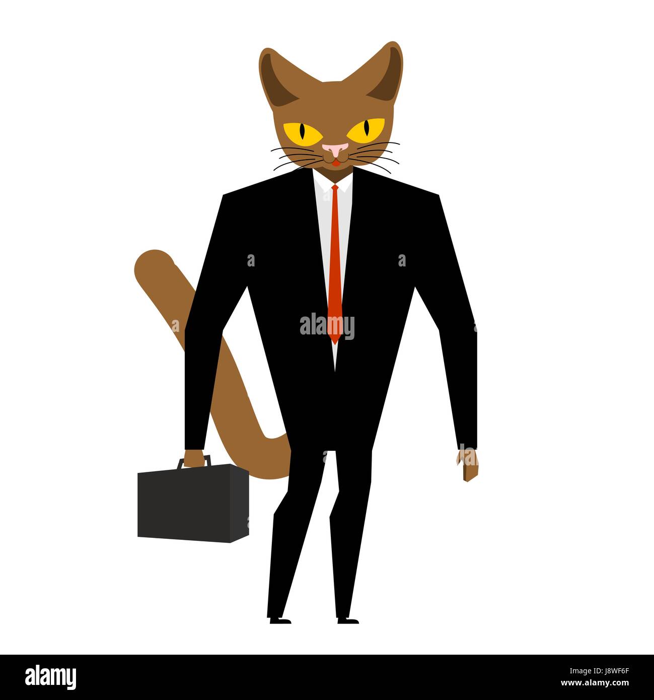 Businessman chat avec cas et cravate. Animaux de compagnie en costume.  chaton patron Image Vectorielle Stock - Alamy
