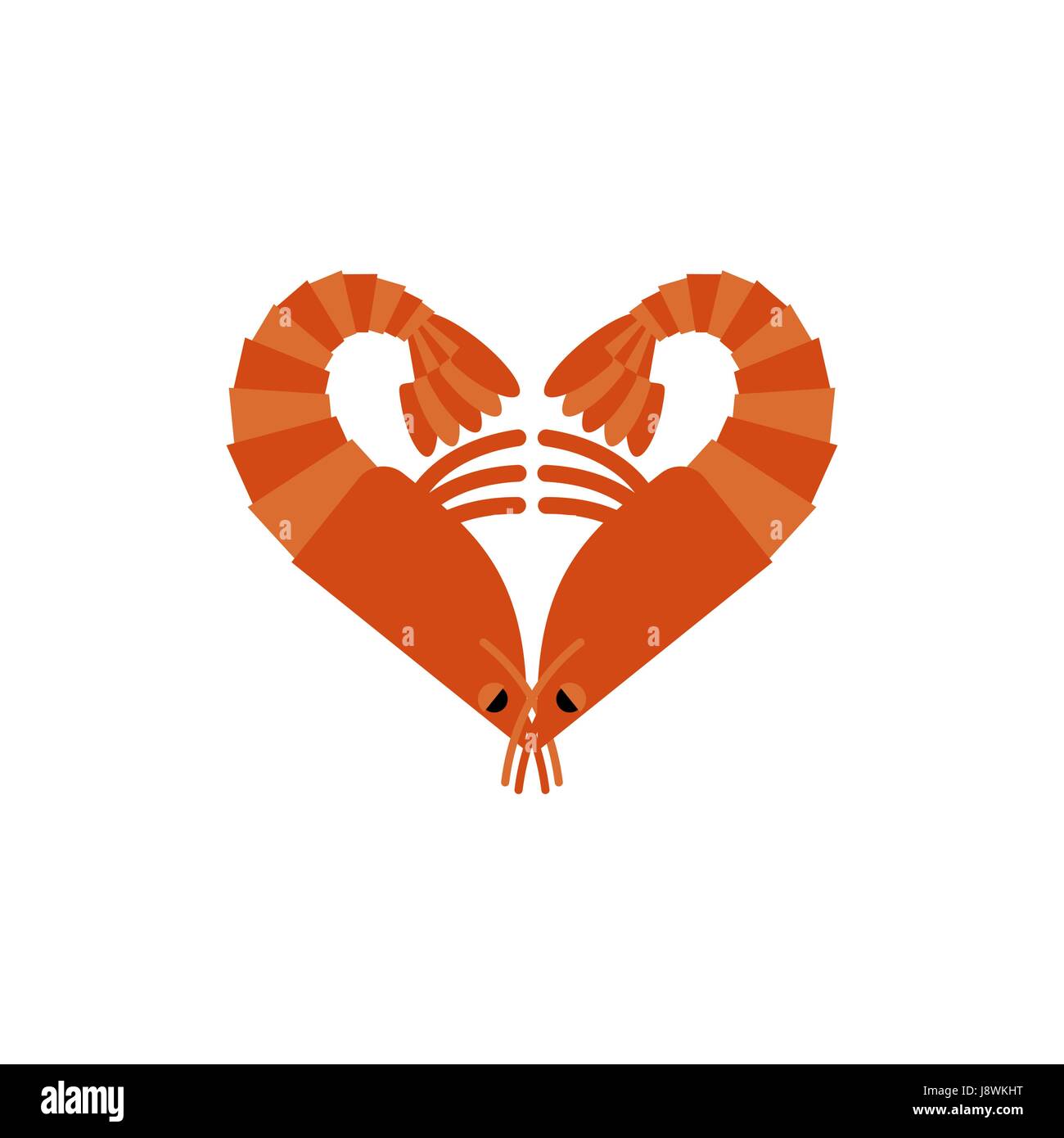 Crevettes amour isolé. Coeur de plancton sur fond blanc Illustration de Vecteur