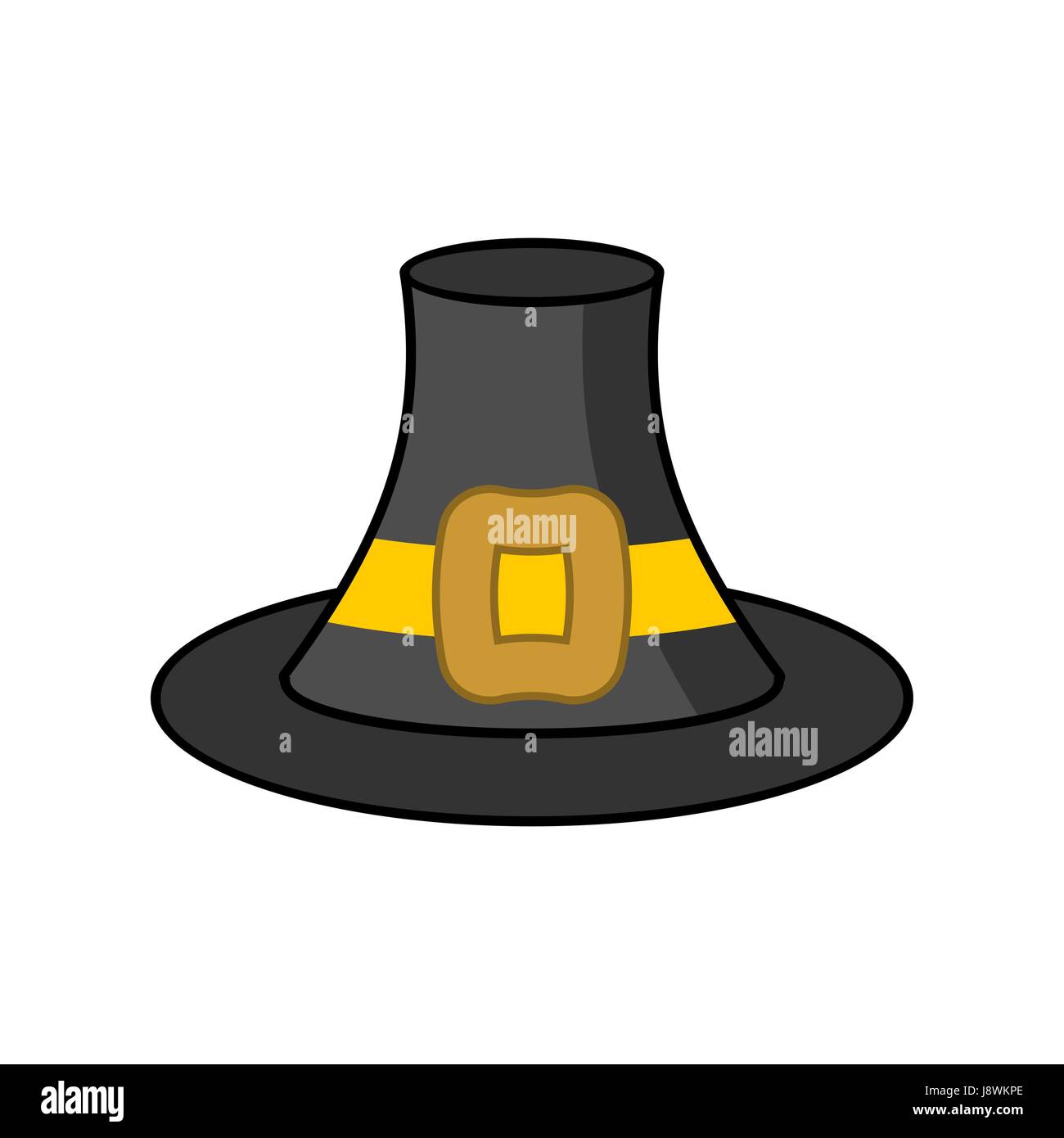 Pilgrim hat isolés. Ancien bouchon noir sur fond blanc Illustration de Vecteur