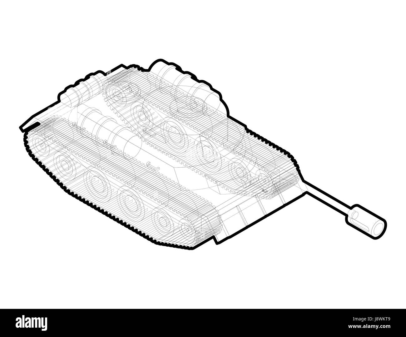 Char militaire isolé. Machine de Guerre de l'armée sur fond blanc Illustration de Vecteur