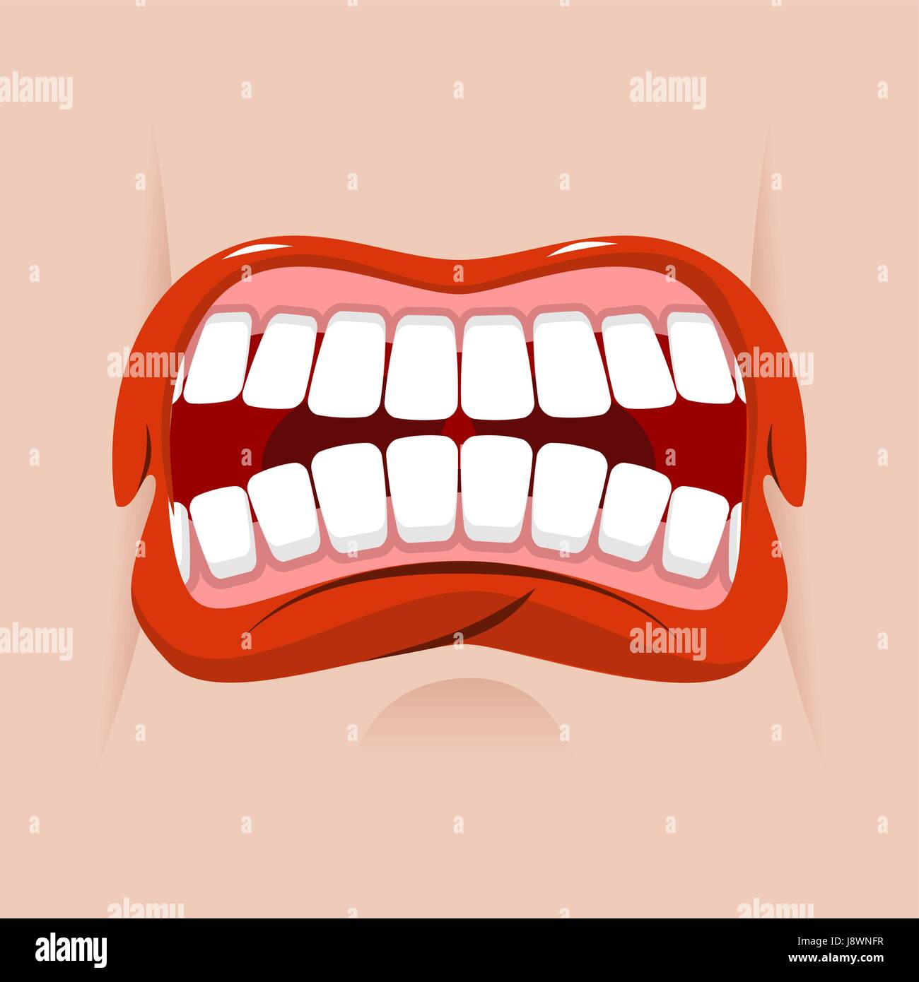 Bouche en colère. émotion agressive. Straseni sourire. Des dents blanches  et rouges lèvres. Malheureux crier Image Vectorielle Stock - Alamy