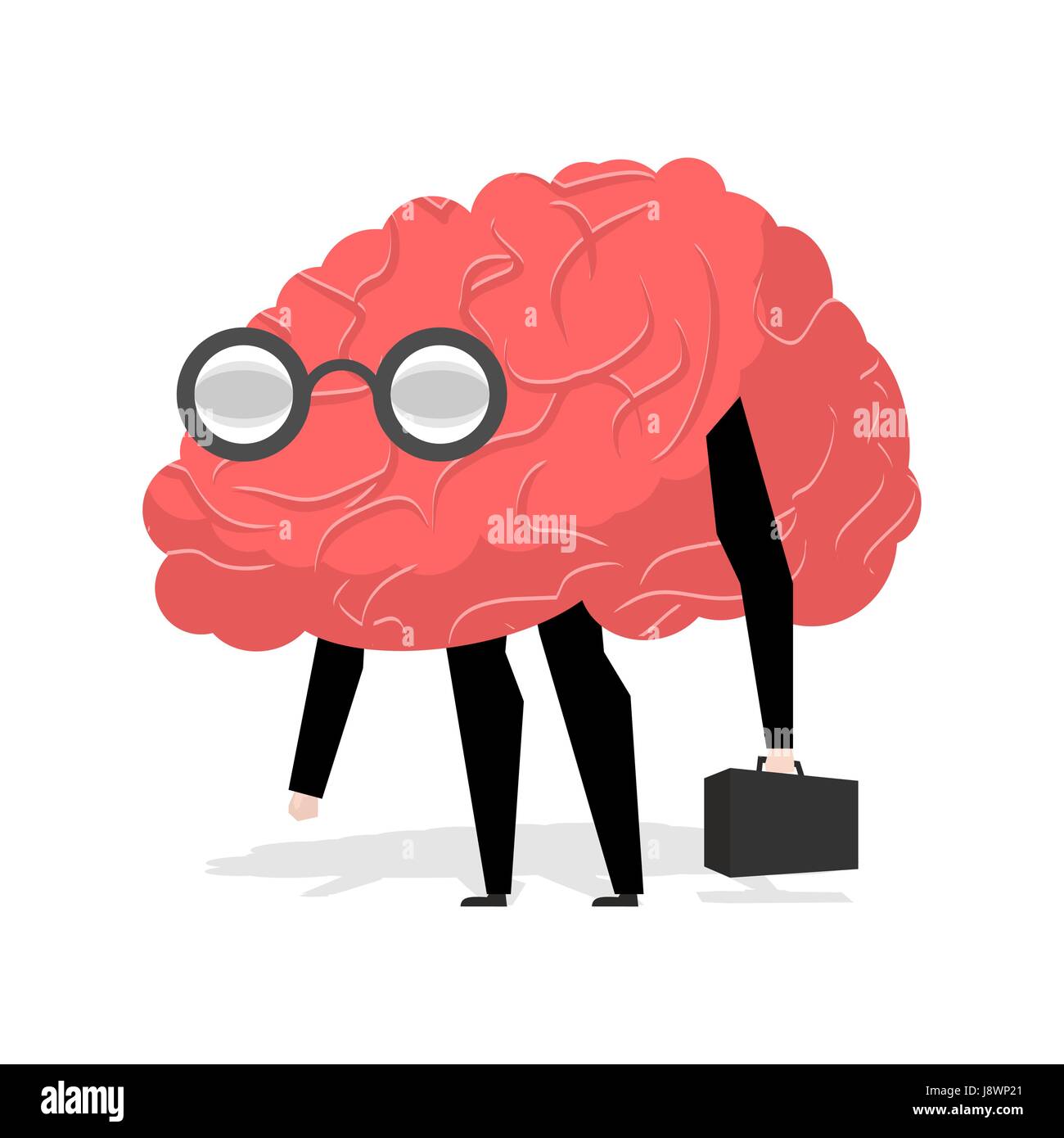 Lunettes de cerveau. Smart professional. Gestionnaire très mignon. Egghead avec ase. Figure scientifique d'affaires. Organe central de système nerveux humain Illustration de Vecteur