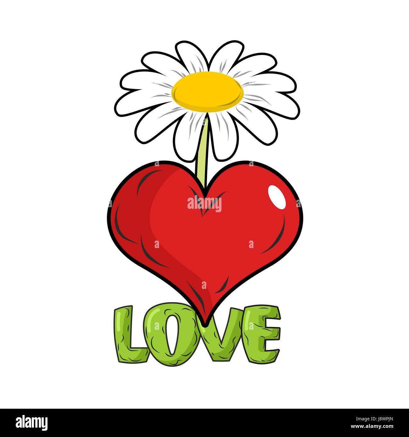 Lamour Coeur Rouge Et Fleur Modèle Pour Les Tatouages
