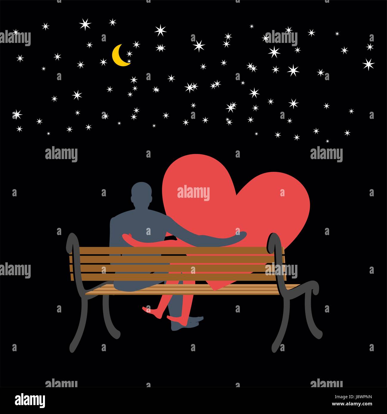 En Regardant Les Amoureux Des Etoiles Jour Nuit L Homme Et De L Amour Assis Sur Un Banc Coeur Symbole De L Amour La Lune Et Les Etoiles Dans La Nuit Ciel Sombre L Illustration Pour En Regardant Les Amoureux Des Etoiles Jour Nuit L Homme Et De L Amour Assis Sur Un Banc Coeur Symbole De L Amour La Lune Et Les Etoiles Dans La Nuit Ciel Sombre L Illustration Pour
