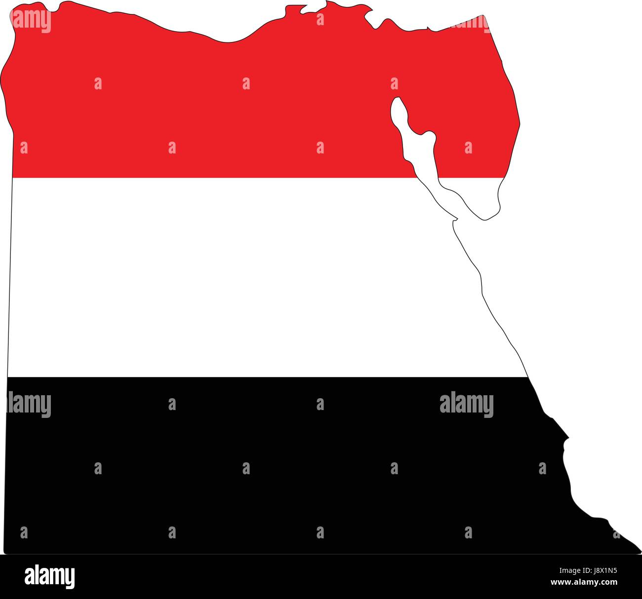 Carte de l'Egypte avec un drapeau officiel. Illustration sur fond blanc Illustration de Vecteur