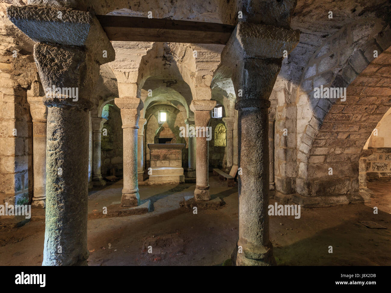 France, Creuse, Ahun, crypte de l'église Banque D'Images