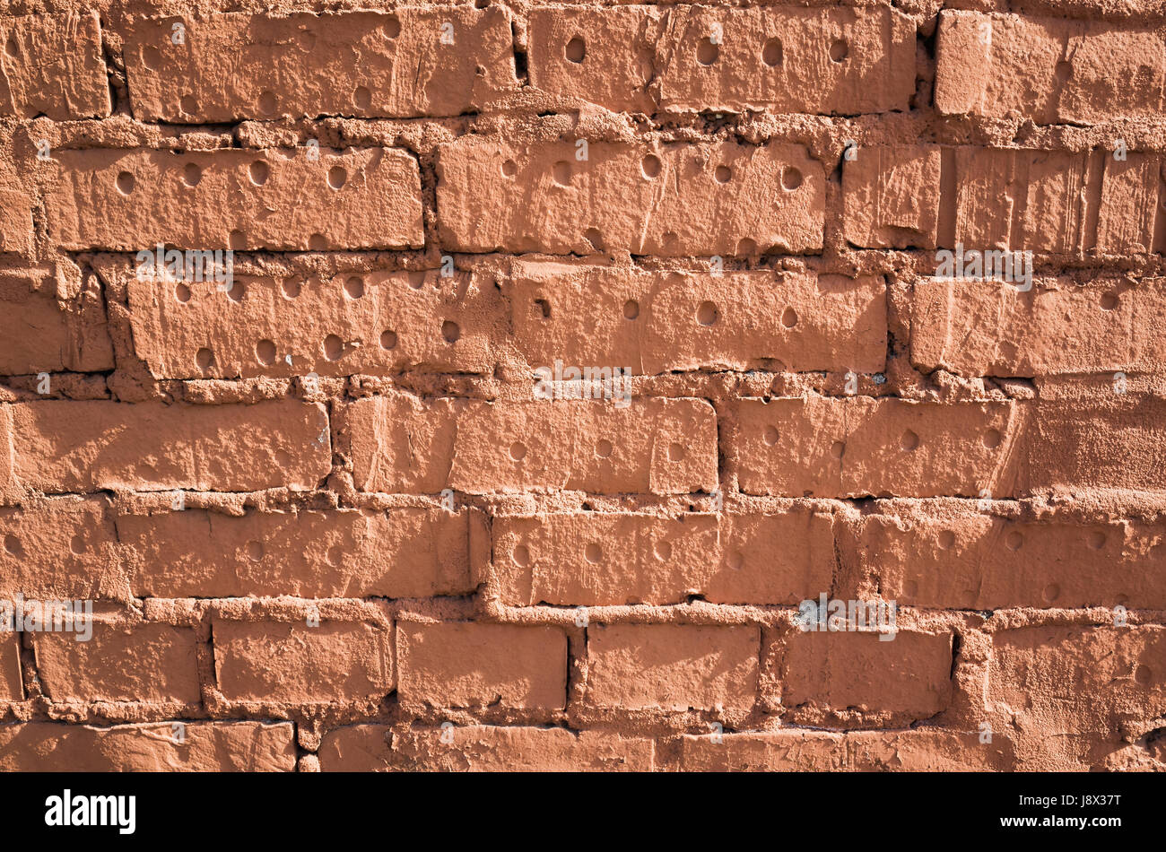 Vieux grungy red brick wall, close-up de texture de fond photo Banque D'Images
