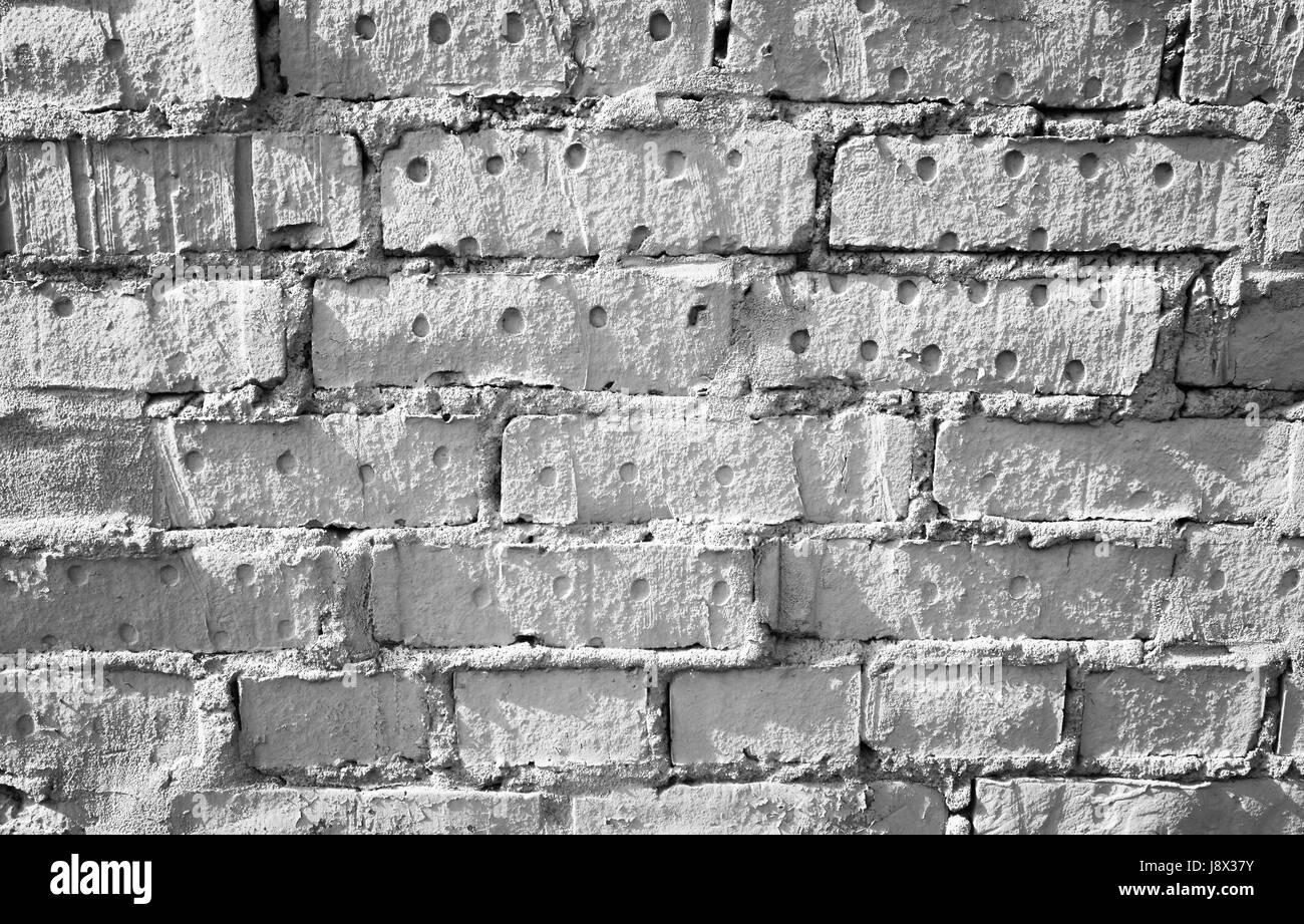 Vieux mur en brique blanche grungy, close-up de texture de fond photo Banque D'Images