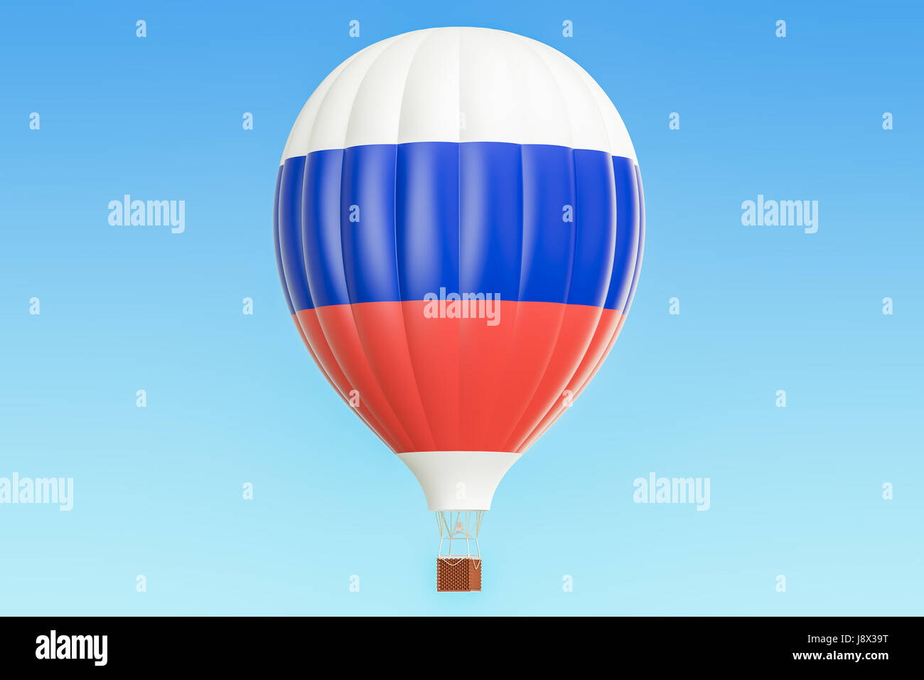 Ballon à air chaud avec la Russie d'un drapeau, rendu 3D Banque D'Images